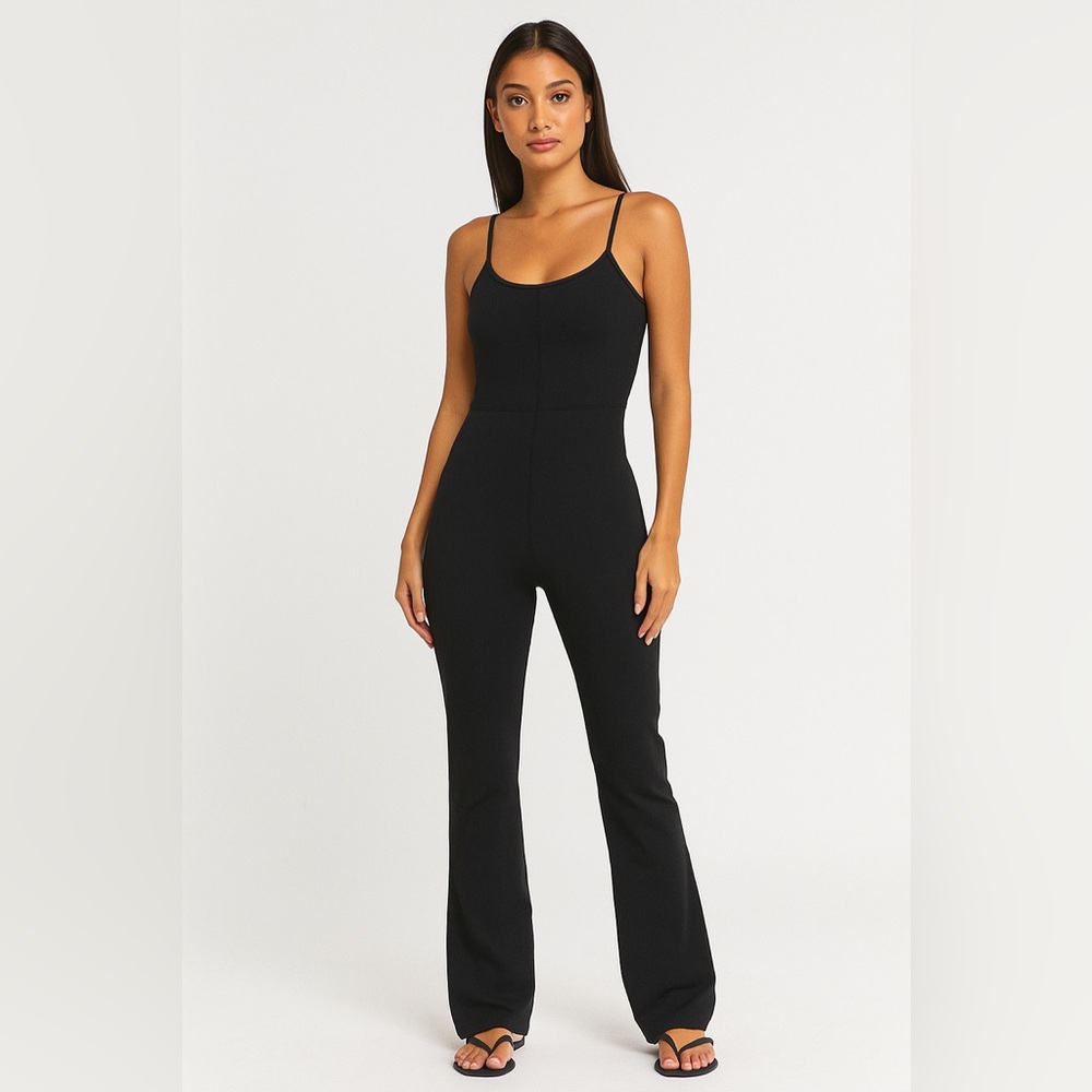 Black Flared Jumpsuit | Minimalist One-Piece Outfit